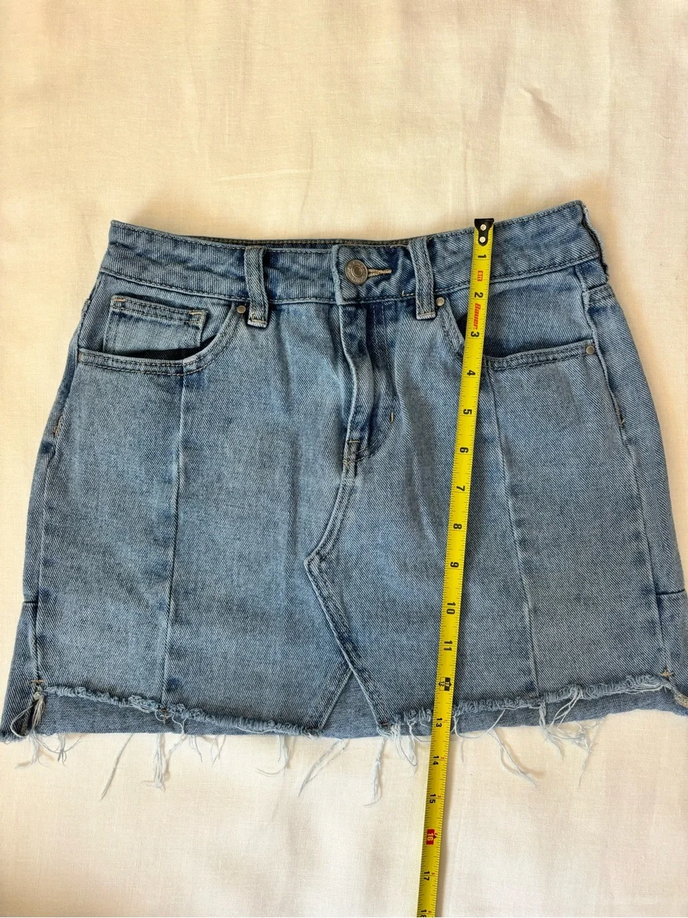 PacSun Light Wash Raw Hem Denim Mini Skirt Size 24